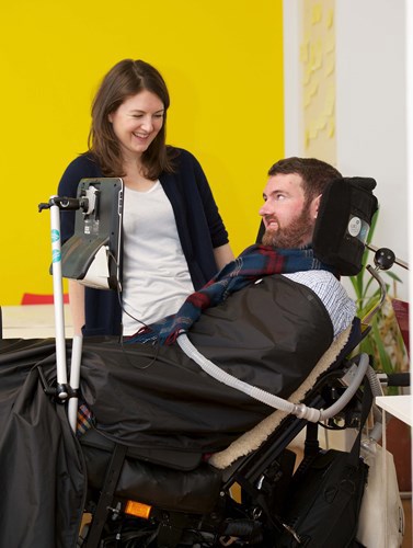 Two people smiling